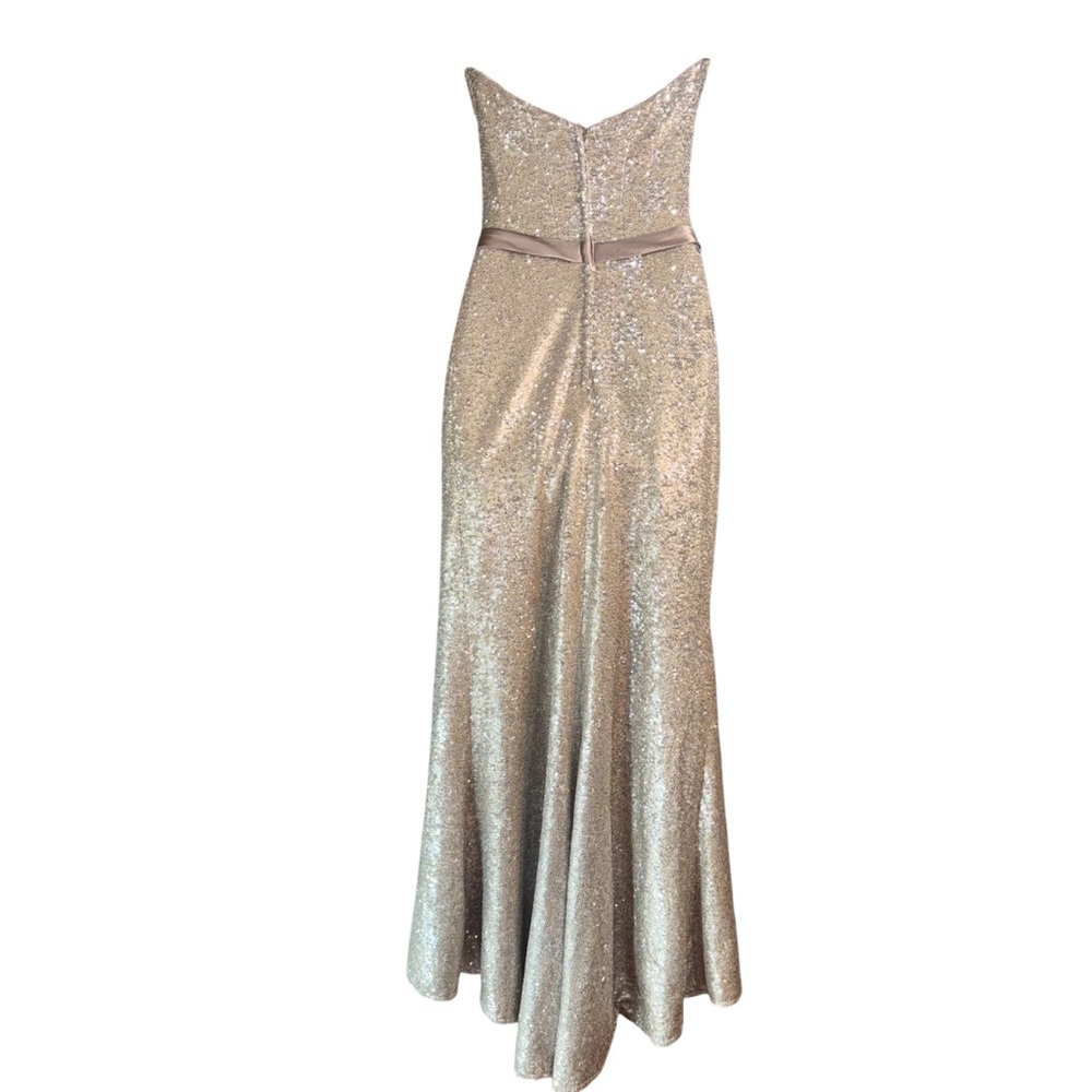 Allure Bridals Sequined Column Champagne Sheath Dress 12 large - Picture 5 of 13